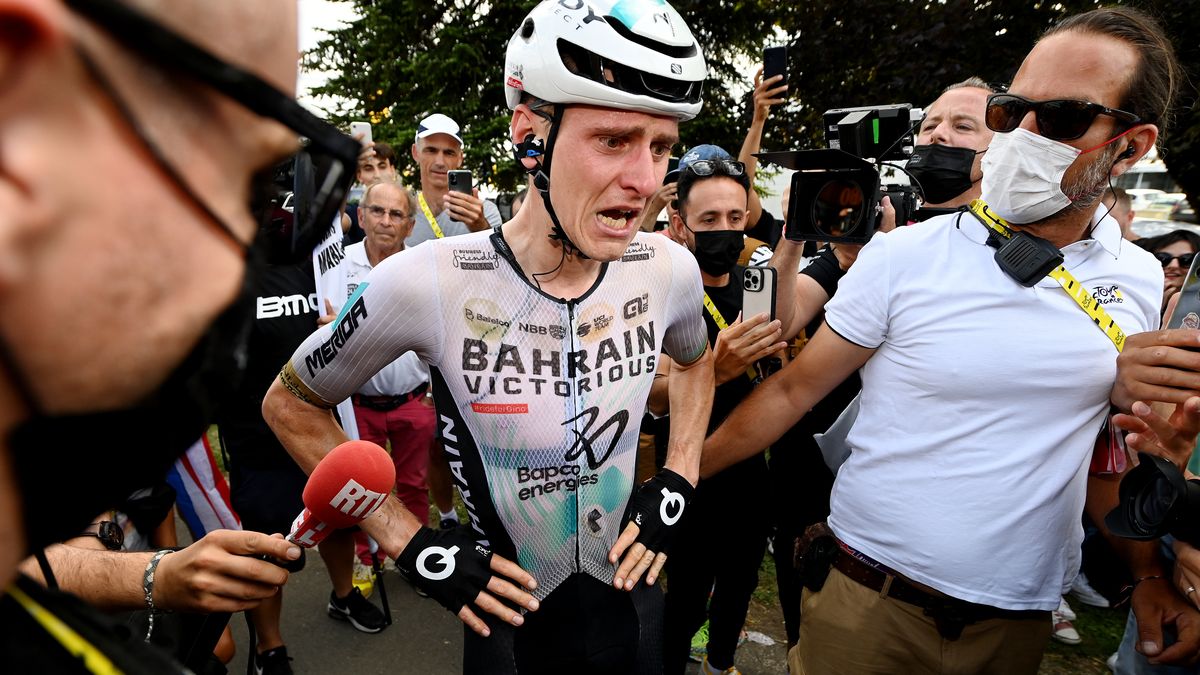 The most special rider of the Tour de France.  Mohorič cries for others